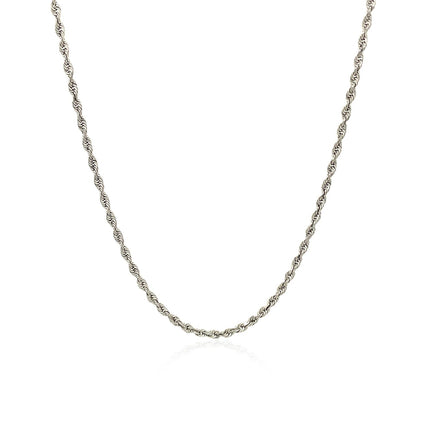 10k White Gold Solid Diamond Cut Rope Chain 1.5mm