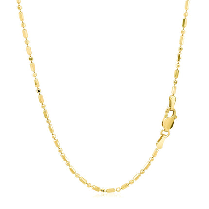 14k Yellow Gold Diamond-Cut Alternating Bead Chain 1.5mm