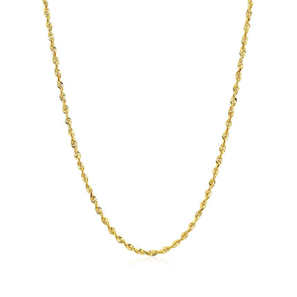 2.0mm 14k Yellow Gold Solid Diamond Cut Rope Chain