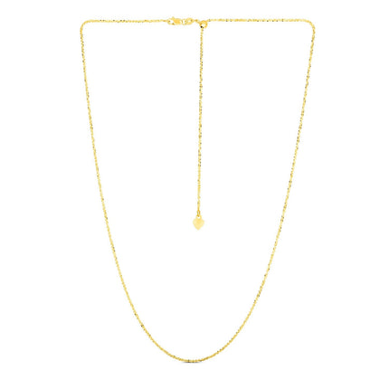 14k Yellow Gold Adjustable Sparkle Chain 1.5mm