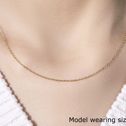 14k Yellow Gold Faceted Cable Link Chain 1.3mm