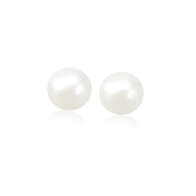 8mm Freshwater Cultured Pearl Stud Earrings 14K Yellow Gold | Classic White Pearl
