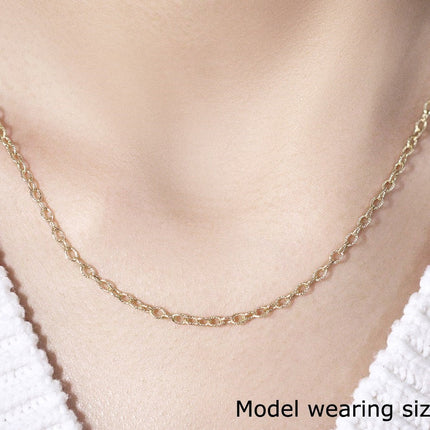 2.5mm 14k Yellow Gold Pendant Chain with Textured Links