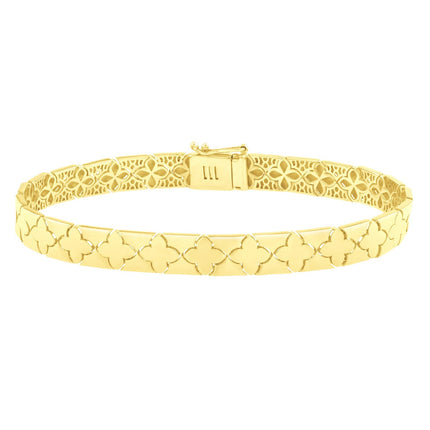 14k Yellow Gold 7 inch Clover Bracelet (6.50 mm)