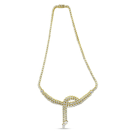 14k Yellow Gold 17.0 Cttw Diamond Double Row Lariat 18" Inch Tennis Necklace with Pear Shape Diamond Drop Tips (I-J Color, VS2-SI1 Clarity)