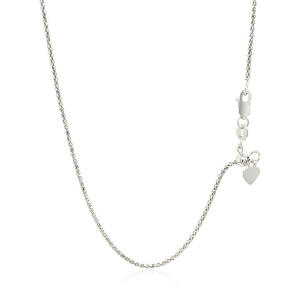 14k White Gold Adjustable Popcorn Chain 1.3mm
