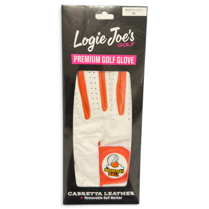 Breakfast Ball Cabretta Leather Golf Glove | Premium Golf Glove with Magnetic Ball Marker | Left & Right Hand | Standard & Cadet Sizes