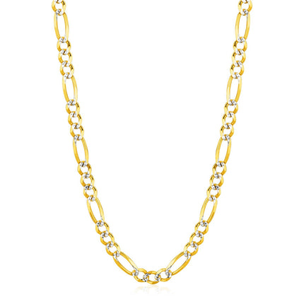 6.0mm 14K Yellow Gold Solid Pave Figaro Chain