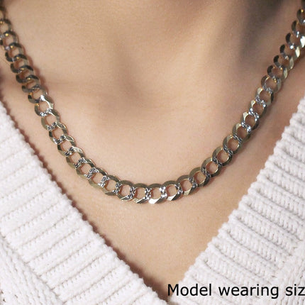 8.2 mm 14k Two Tone Gold Pave Curb Chain