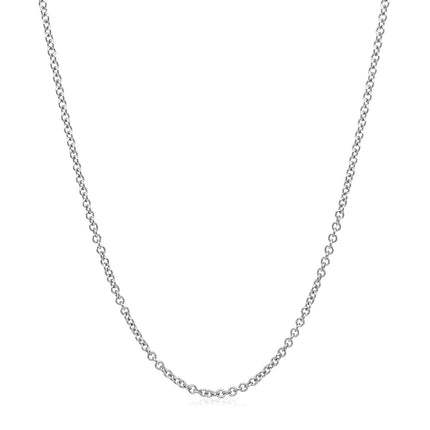 14k White Gold Round Cable Link Chain 1.5mm