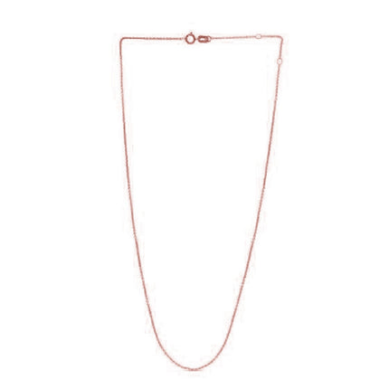 14K Rose Gold Cable Chain Necklace  Adjustable – 0.97mm Thin Dainty Chain, Minimalist Jewelry Gift for Women