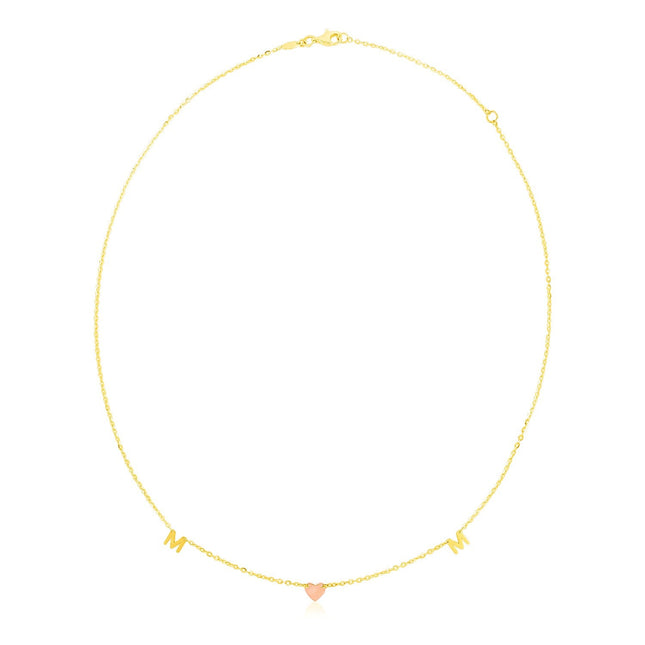 14k Yellow and Rose Gold Mom Necklace