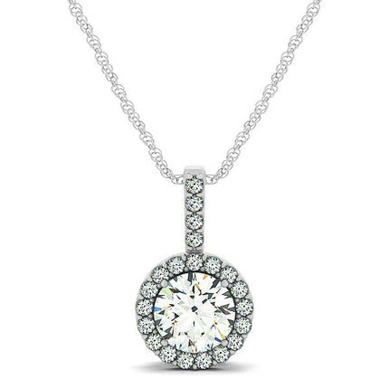 14k White Gold Diamond Halo Round Style Pendant (5/8 cttw)