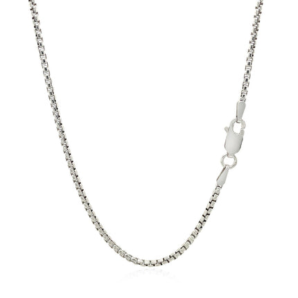 Sterling Silver Rhodium Plated Round Box Chain 1.8mm