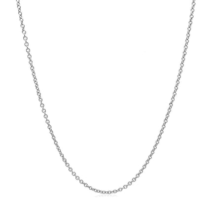 14k White Gold Round Cable Link Chain 1.3mm