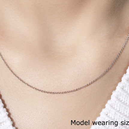 14k White Gold Round Cable Link Chain 1.3mm
