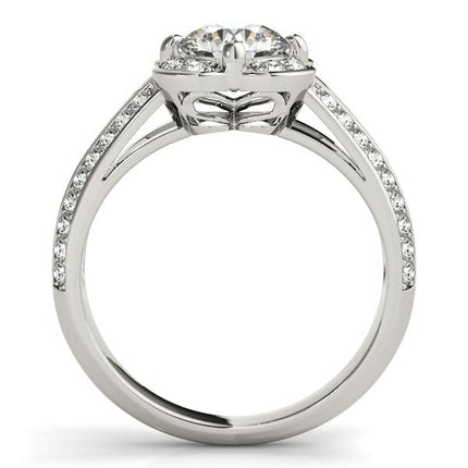 Round Cut Bridal Ring | 1 3/8 Ct Diamond Floral Engagement Ring 14K White Gold