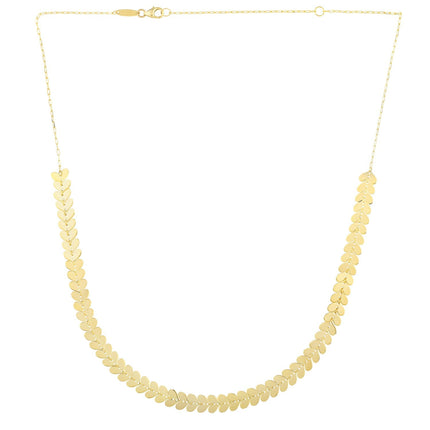 14k Yellow Gold Polished Heart Link Chain Necklace