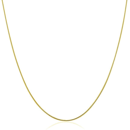 14k Yellow Gold Thin Motif Round Omega Necklace