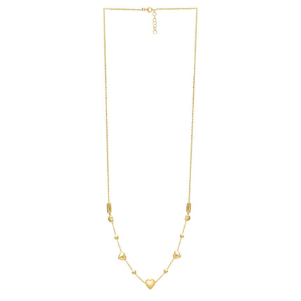 14k Yellow Gold Puff Heart Adjustable Necklace
