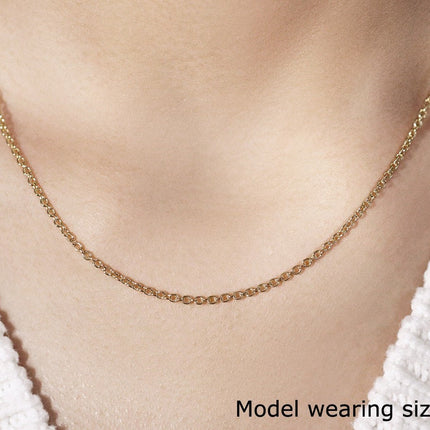14k Yellow Gold Round Cable Link Chain 1.9mm