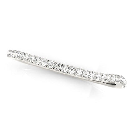 14k White Gold Slim Curved Diamond Wedding Ring (1/10 cttw)