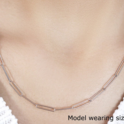 14k White Gold Wire Paperclip Chain (2.7mm)