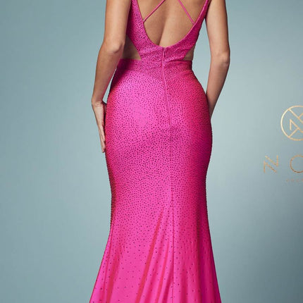Nox Anabel E1003 Sexy Mermaid beaded Gown  Plunging Neckline
