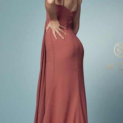 Nox Anabel E1005 Long One Shoulder Chiffon Evening Gown
