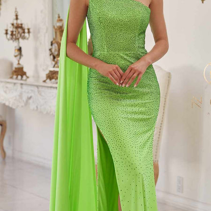 Nox Anabel E1039 Sexy Floor Length One Shoulder Drape Sash Dress