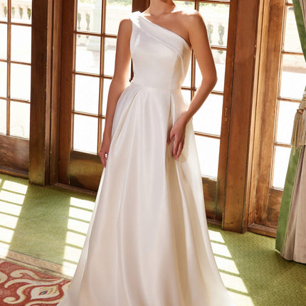 Nox Anabel E469 Elegant One Shoulder Long Satin A-Line Dress