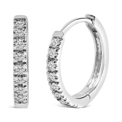 14K Rose Gold 1/5 CTW Diamond Huggie Hoop Earrings