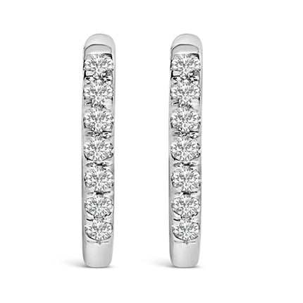 10K Rose Gold 1/4 Cttw Diamond Double Sided Huggie Hoop Earrings