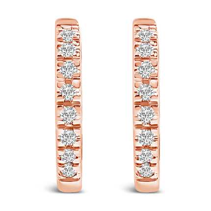 14K Rose Gold 1/5 CTW Diamond Huggie Hoop Earrings
