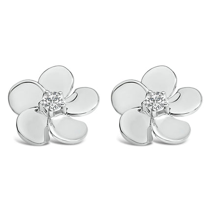 10K White Gold 1/3 Cttw Lab Grown Diamond Flower Petal Stud Earrings
