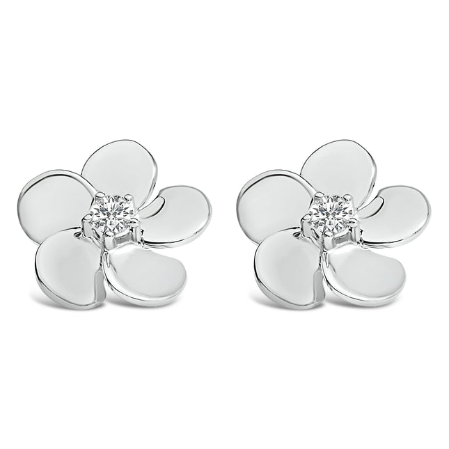 10K White Gold 1/3 Cttw Lab Grown Diamond Flower Petal Stud Earrings