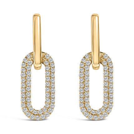10K White Gold 1/2 Cttw Lab Grown Diamond Dangling Paperclip Drop Earrings