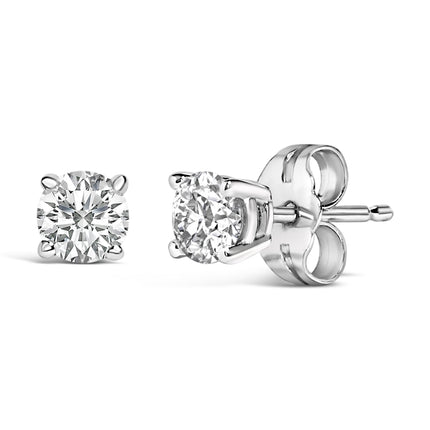 14K White Gold 1/2 Cttw Lab Grown Diamond Solitaire Stud Earrings