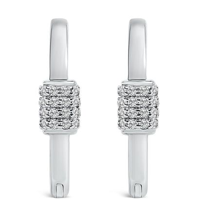 10K White Gold 3/8 Cttw Lab Grown Diamond Heart Shaped Huggie Hoop Earrings