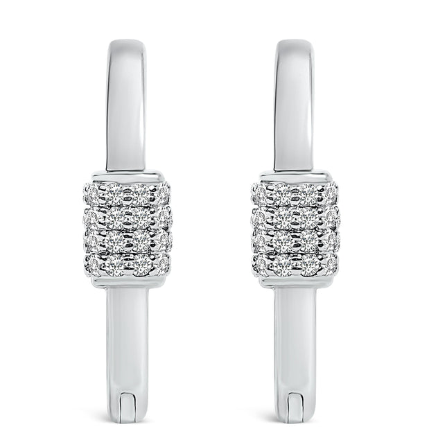 10K White Gold 3/8 Cttw Lab Grown Diamond Heart Shaped Huggie Hoop Earrings