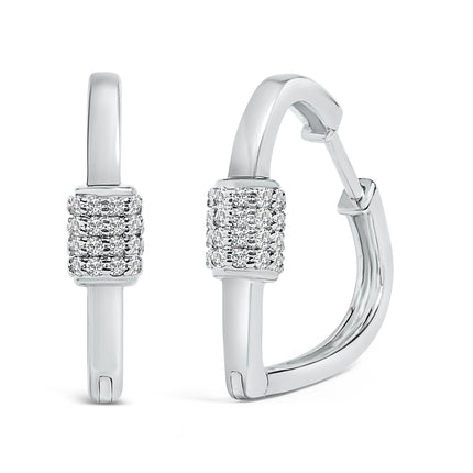 10K White Gold 3/8 Cttw Lab Grown Diamond Heart Shaped Huggie Hoop Earrings
