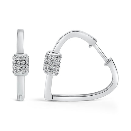 10K White Gold 3/8 Cttw Lab Grown Diamond Heart Shaped Huggie Hoop Earrings