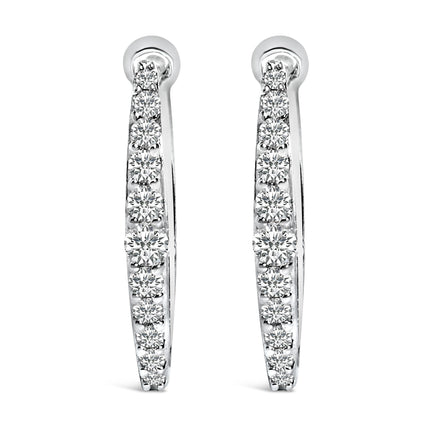 10K White Gold 1/4 Cttw Lab Grown Diamond Heart Shaped Huggy Hoop Earrings