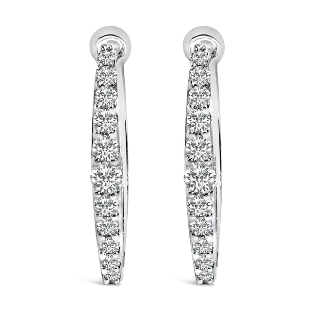 10K White Gold 1/4 Cttw Lab Grown Diamond Heart Shaped Huggy Hoop Earrings