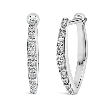 10K White Gold 1/4 Cttw Lab Grown Diamond Heart Shaped Huggy Hoop Earrings