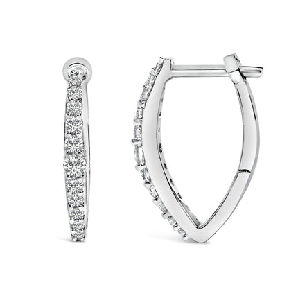 10K White Gold 1/4 Cttw Lab Grown Diamond Heart Shaped Huggy Hoop Earrings