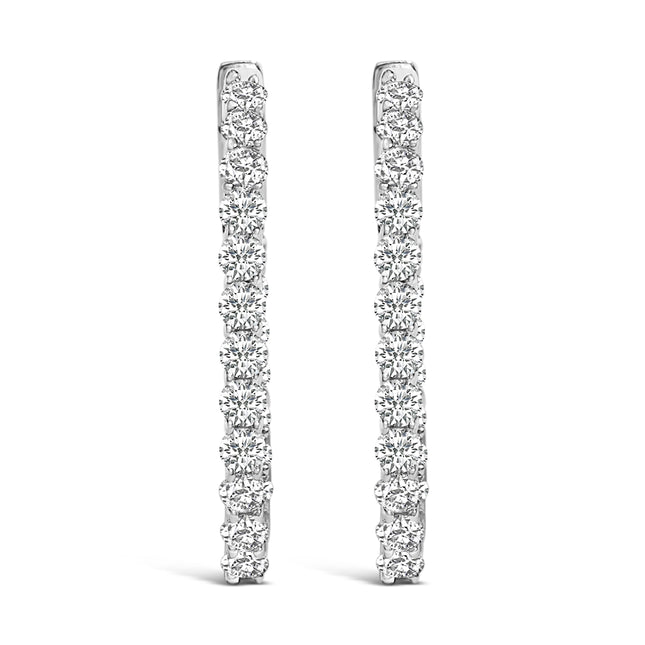 14K White Gold 1.0 Cttw Oval Lab Grown Diamond Hoop Earrings