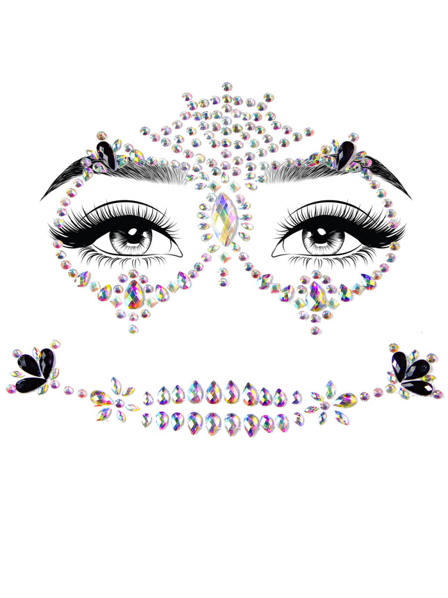 Calavera Face Jewels Sticker - Multicolor - O/S