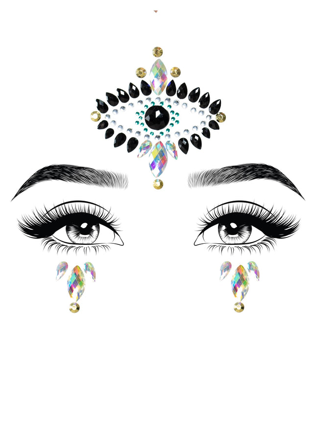Divinity Face Jewels Sticker and (2) 3g Body Glitter Packets - Multicolor - O/S