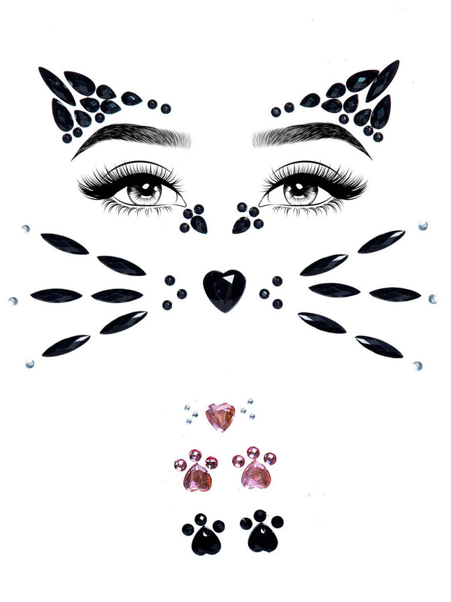 Animal Face Jewels Sticker - Black - O/S